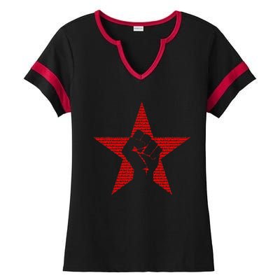 Ratm Star Fist Funny Ladies Halftime Notch Neck Tee