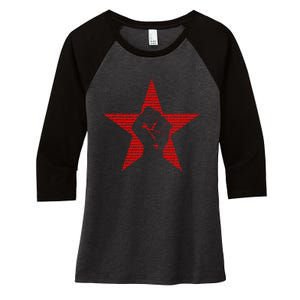 Ratm Star Fist Funny Women's Tri-Blend 3/4-Sleeve Raglan Shirt