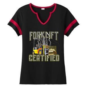 Retro Style Funny Forklift Operator Forklift Certified Ladies Halftime Notch Neck Tee