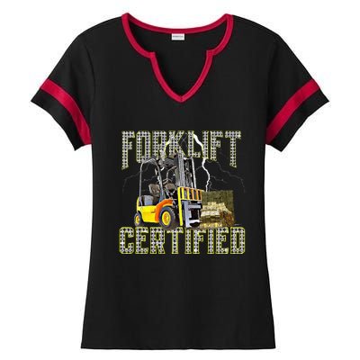 Retro Style Funny Forklift Operator Forklift Certified Ladies Halftime Notch Neck Tee