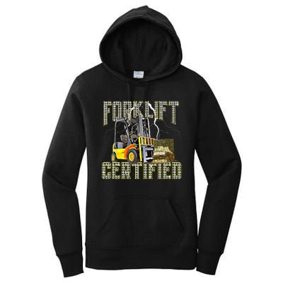 Retro Style Funny Forklift Operator Forklift Certified Women's Pullover Hoodie