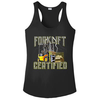 Retro Style Funny Forklift Operator Forklift Certified Ladies PosiCharge Competitor Racerback Tank