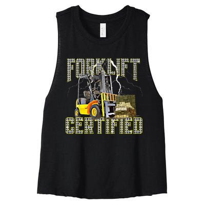 Retro Style Funny Forklift Operator Forklift Certified Women's Racerback Cropped Tank