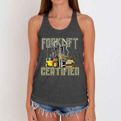 Retro Style Funny Forklift Operator Forklift Certified Women's Knotted Racerback Tank