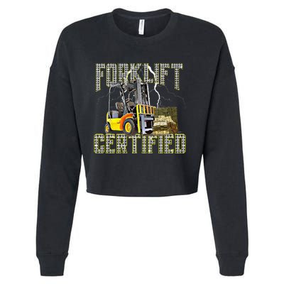 Retro Style Funny Forklift Operator Forklift Certified Cropped Pullover Crew