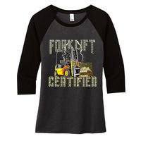 Retro Style Funny Forklift Operator Forklift Certified Women's Tri-Blend 3/4-Sleeve Raglan Shirt