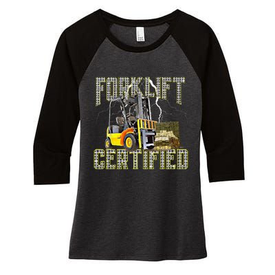 Retro Style Funny Forklift Operator Forklift Certified Women's Tri-Blend 3/4-Sleeve Raglan Shirt