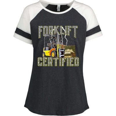 Retro Style Funny Forklift Operator Forklift Certified Enza Ladies Jersey Colorblock Tee