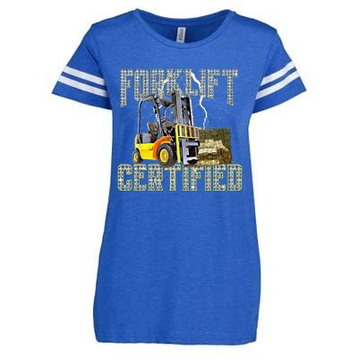 Retro Style Funny Forklift Operator Forklift Certified Enza Ladies Jersey Football T-Shirt