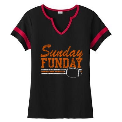 Retro Sunday Funday Football Fan Gift Ladies Halftime Notch Neck Tee