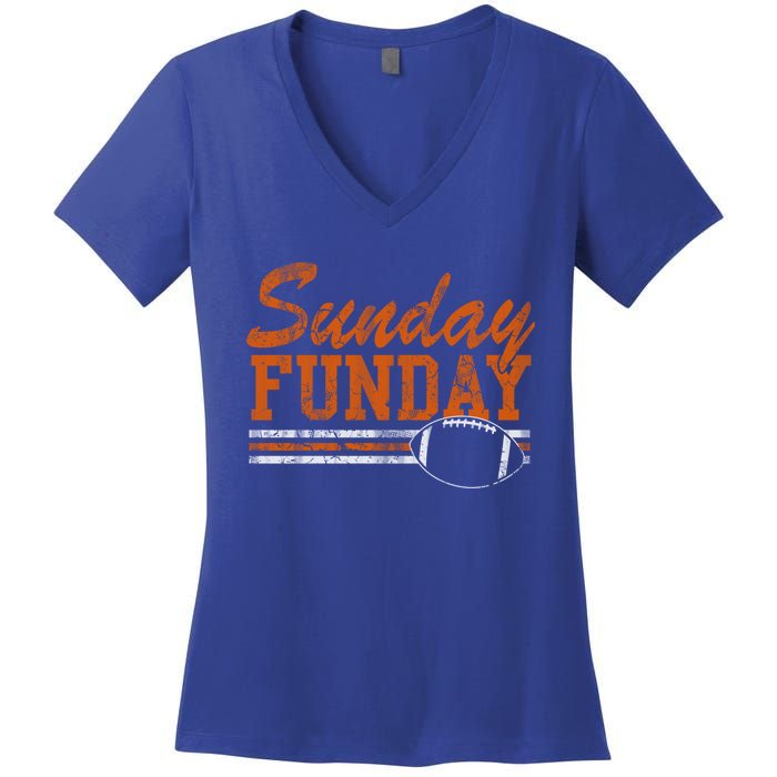 Retro Sunday Funday Football Fan Gift Women's V-Neck T-Shirt