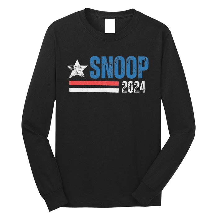 Retro Stripe Funny Snoop Vintage Election 2024 Long Sleeve Shirt