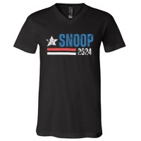 Retro Stripe Funny Snoop Vintage Election 2024 V-Neck T-Shirt