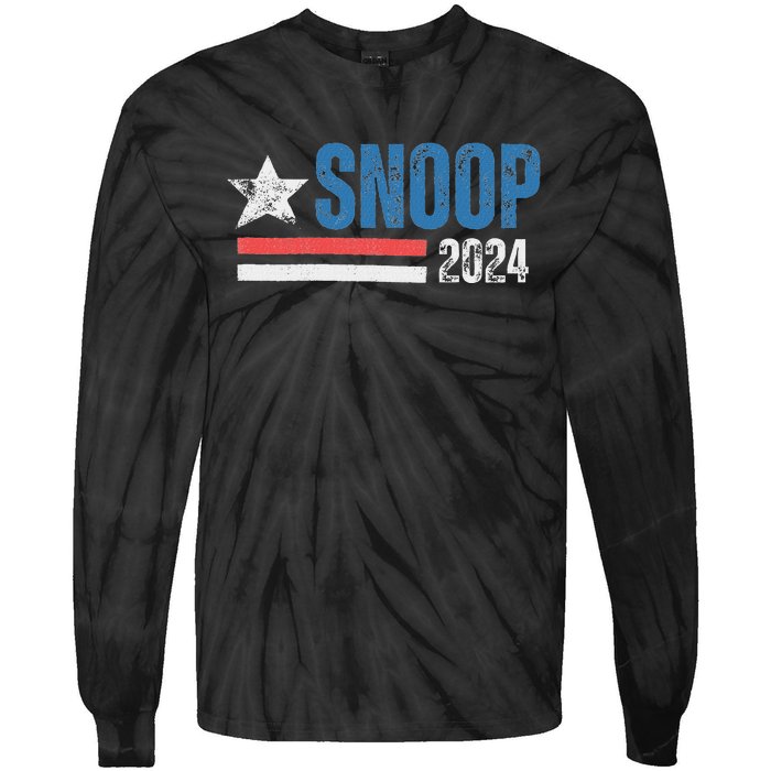 Retro Stripe Funny Snoop Vintage Election 2024 Tie-Dye Long Sleeve Shirt