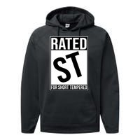 Rated ST For Short Tempered Funny Meme Performance Fleece Hoodie