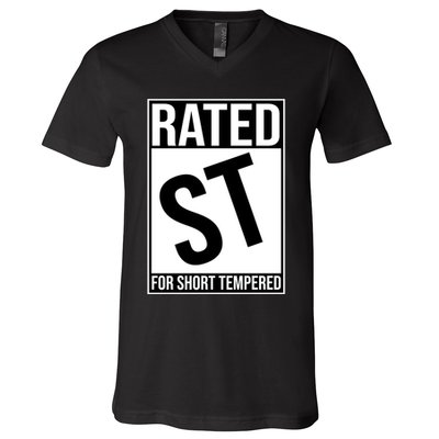 Rated ST For Short Tempered Funny Meme V-Neck T-Shirt