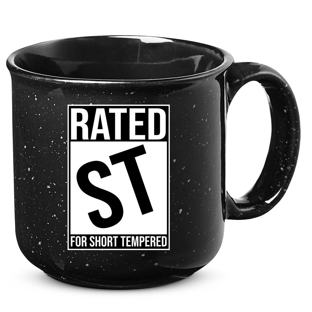 Rated ST For Short Tempered Funny Meme 15oz Campfire Ceramic Mug