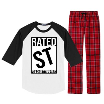 Rated ST For Short Tempered Funny Meme Raglan Sleeve Pajama Set