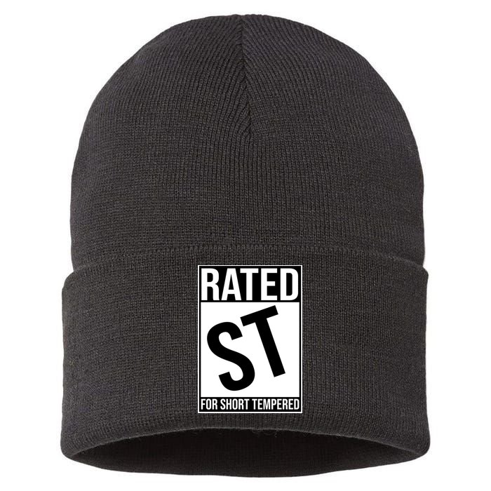 Rated ST For Short Tempered Funny Meme Sustainable Knit Beanie
