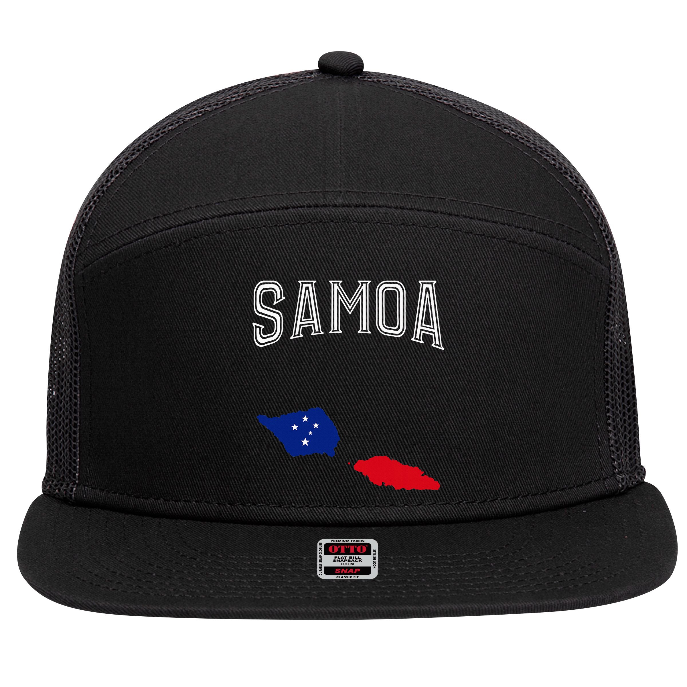 Retro Samoa Flag Vintage Throwback Sport 7 Panel Mesh Trucker Snapback Hat