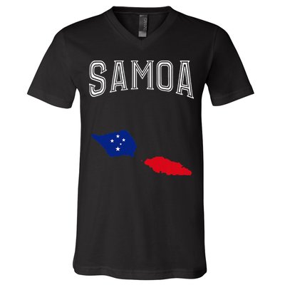 Retro Samoa Flag Vintage Throwback Sport V-Neck T-Shirt