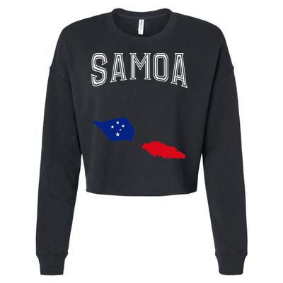 Retro Samoa Flag Vintage Throwback Sport Cropped Pullover Crew
