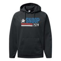 Retro Stripe Funny Snoop Vintage Election 2024 Performance Fleece Hoodie