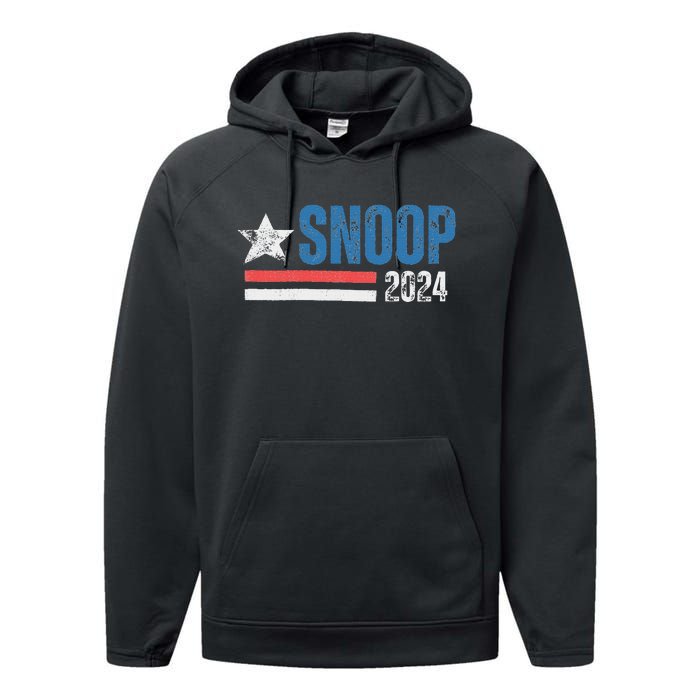 Retro Stripe Funny Snoop Vintage Election 2024 Performance Fleece Hoodie