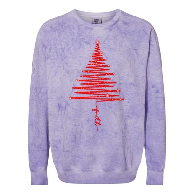 Red Sparkling Faith Christmas Tree Colorblast Crewneck Sweatshirt