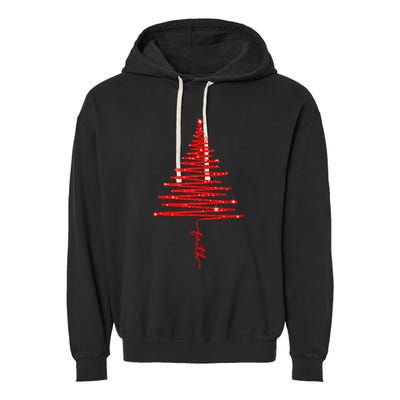 Red Sparkling Faith Christmas Tree Garment-Dyed Fleece Hoodie