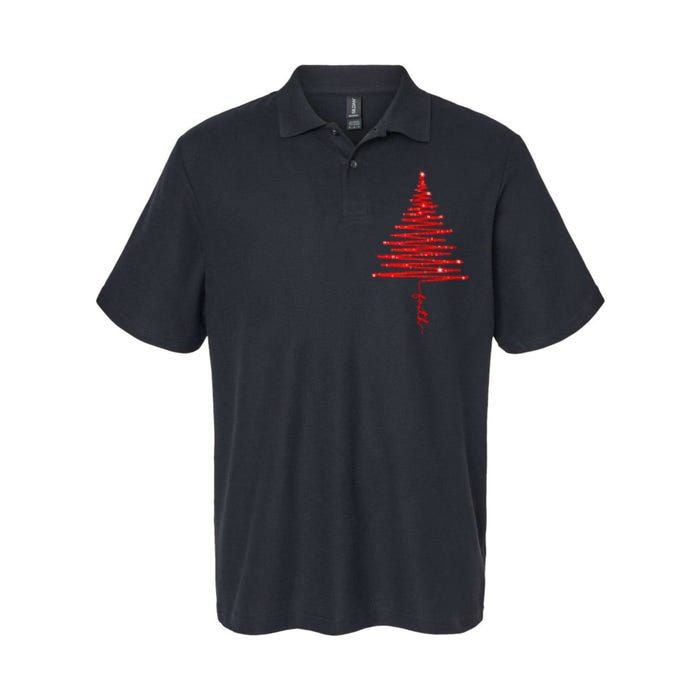 Red Sparkling Faith Christmas Tree Softstyle Adult Sport Polo