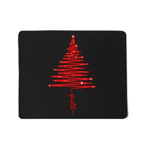 Red Sparkling Faith Christmas Tree Mousepad