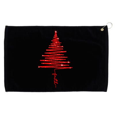 Red Sparkling Faith Christmas Tree Grommeted Golf Towel