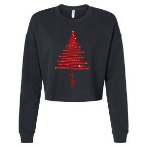 Red Sparkling Faith Christmas Tree Cropped Pullover Crew