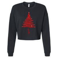 Red Sparkling Faith Christmas Tree Cropped Pullover Crew