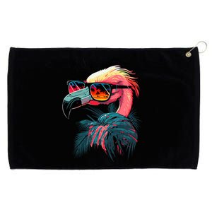 Retro Sunglasses Flamingo Funny Flamingo Grommeted Golf Towel