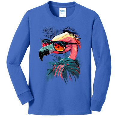 Retro Sunglasses Flamingo Funny Flamingo Kids Long Sleeve Shirt