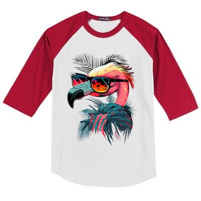 Retro Sunglasses Flamingo Funny Flamingo Kids Colorblock Raglan Jersey