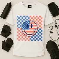 Retro Smiley Face American Flag 4th Of July Patriotic Performance Shirt