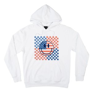 Retro Smiley Face American Flag 4th Of July Patriotic Hoodie