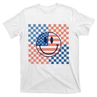 Retro Smiley Face American Flag 4th Of July Patriotic T-Shirt