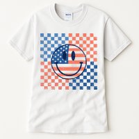 Retro Smiley Face American Flag 4th Of July Patriotic Tall T-Shirt