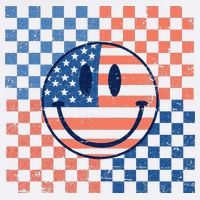 Retro Smiley Face American Flag 4th Of July Patriotic Sustainable Bucket Hat