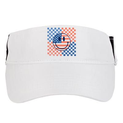 Retro Smiley Face American Flag 4th Of July Patriotic Adult Drive Performance Visor