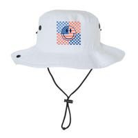 Retro Smiley Face American Flag 4th Of July Patriotic Bucket Hat