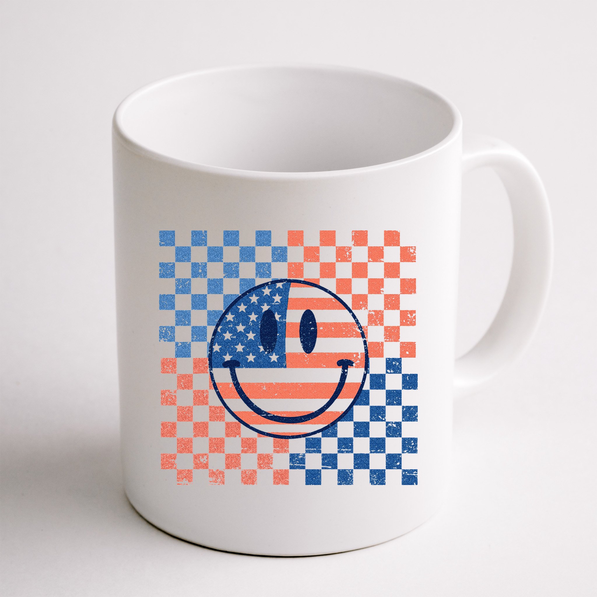 Retro Smiley Face American Flag 4th Of July Patriotic Mug