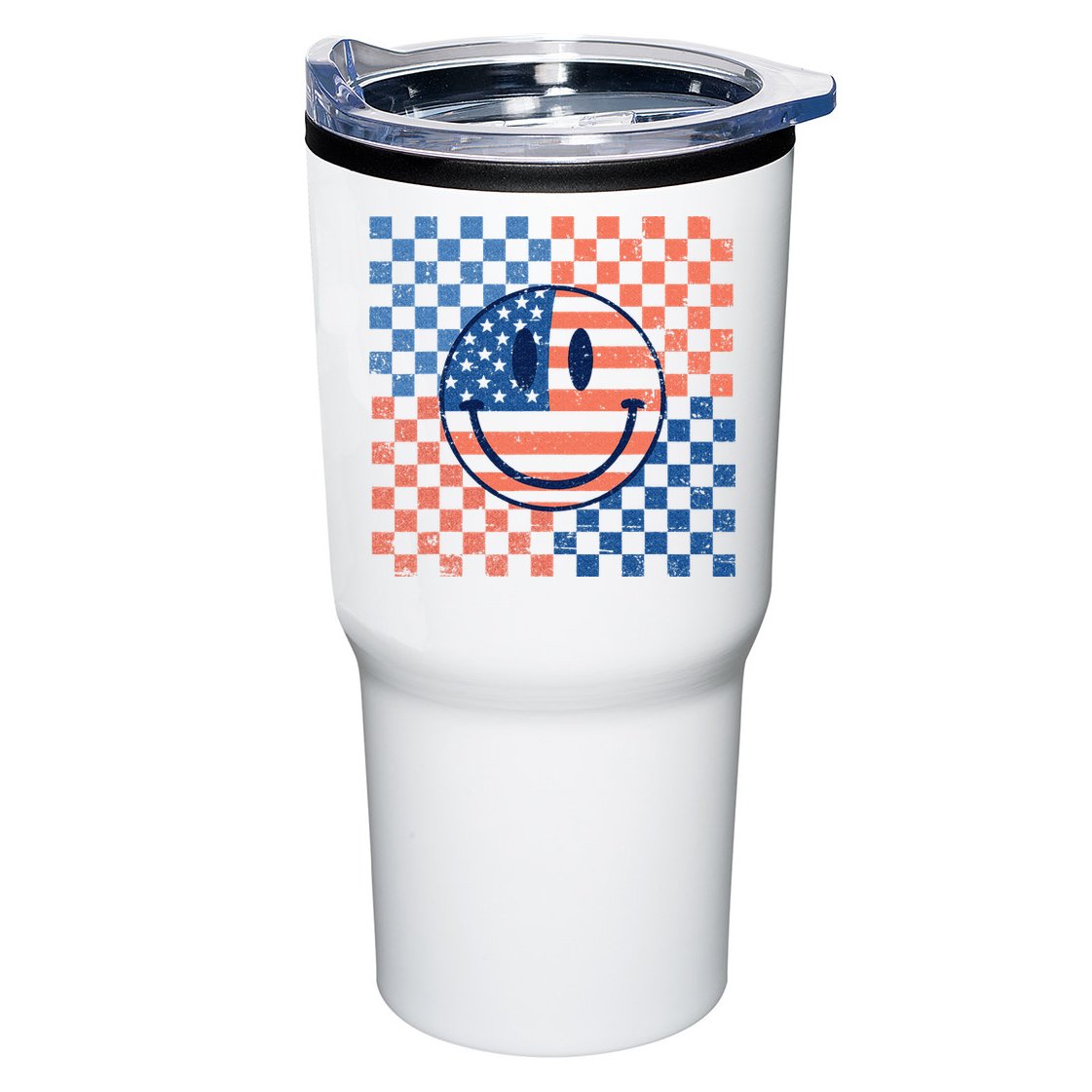 Retro Smiley Face American Flag 4th Of July Patriotic Tumbler