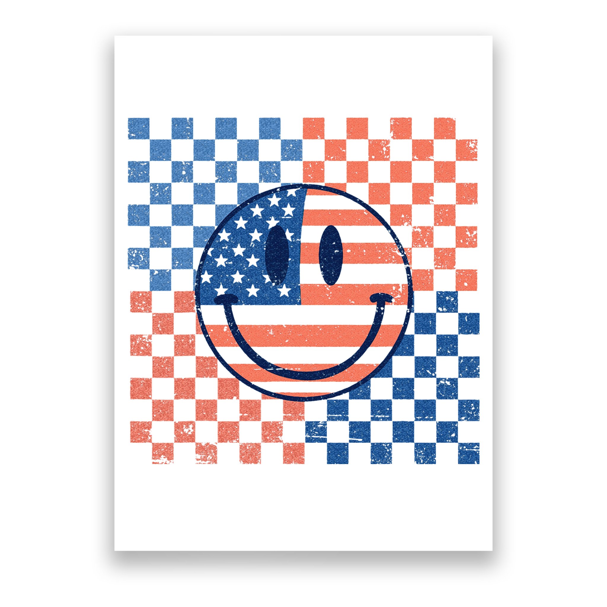 Retro Smiley Face American Flag 4th Of July Patriotic Poster