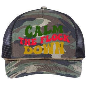 Retro Sassy Flamingo , Calm The F Retro Rope Trucker Hat Cap