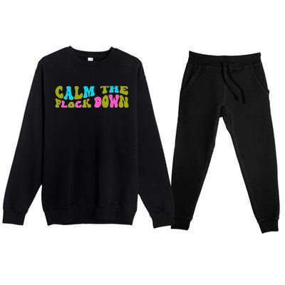 Retro Sassy Flamingo , Calm The Fl Premium Crewneck Sweatsuit Set